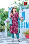 Monica By Chhaya Printed Silk Embroidery Kurti With Bottom Dupatta Wholesalers In Delhi